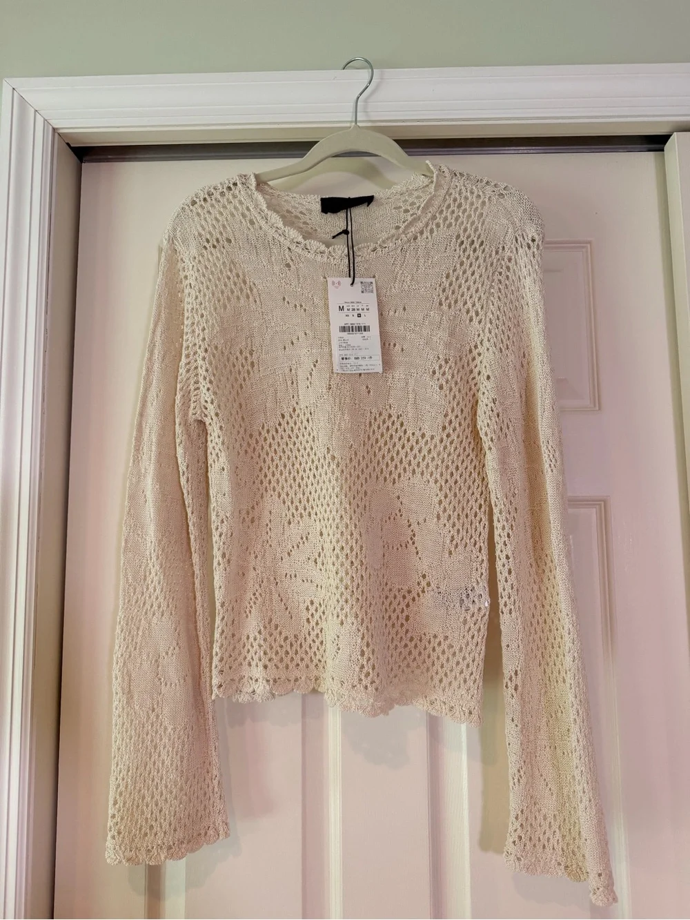 NWT ZARA Cream Knit Scoop Neck Sweater